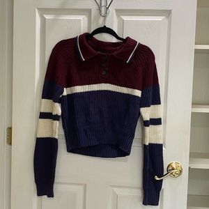 Color blocked cropped Knit Sweater